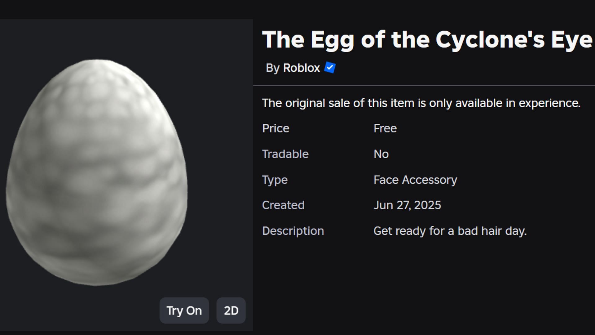 The Egg of the Cyclone’s Eye (Image via Roblox)
